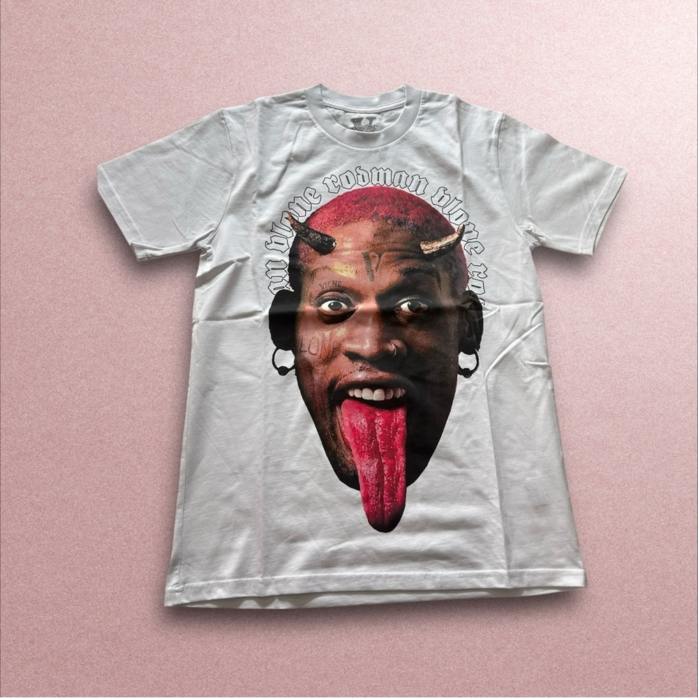 vlone dennis rodman t-shirt men’s small white short sleeve made in USA new